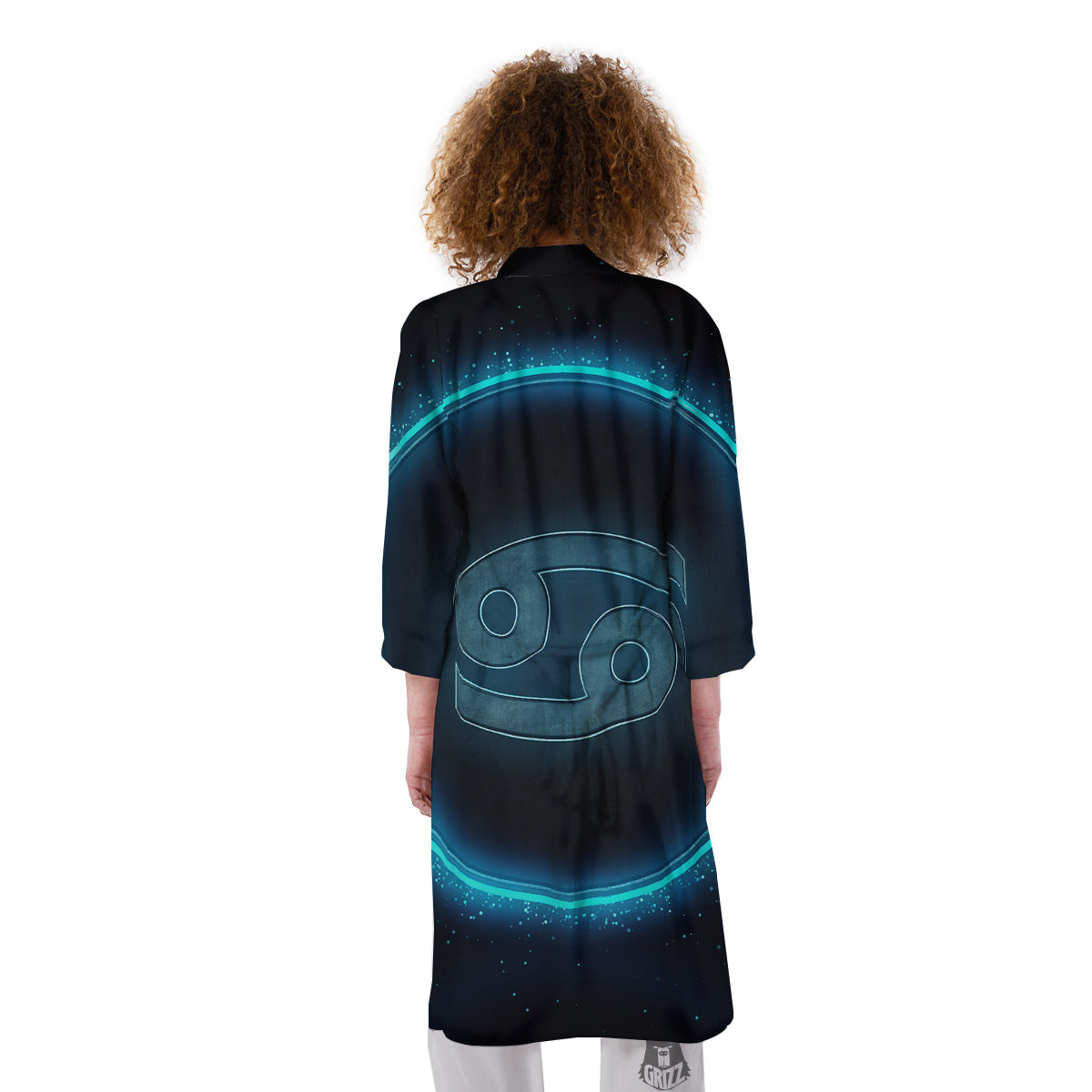 Zodiac Sign Blue Cancer Print Kimono-grizzshop