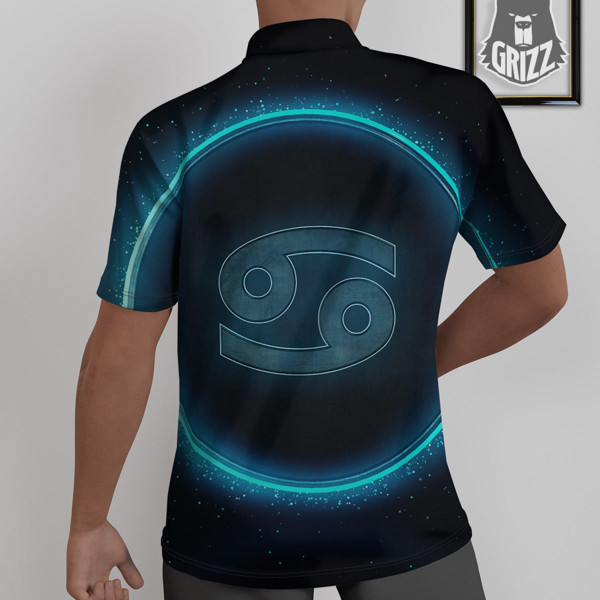 Zodiac Sign Blue Cancer Print Untucked Shirts-grizzshop