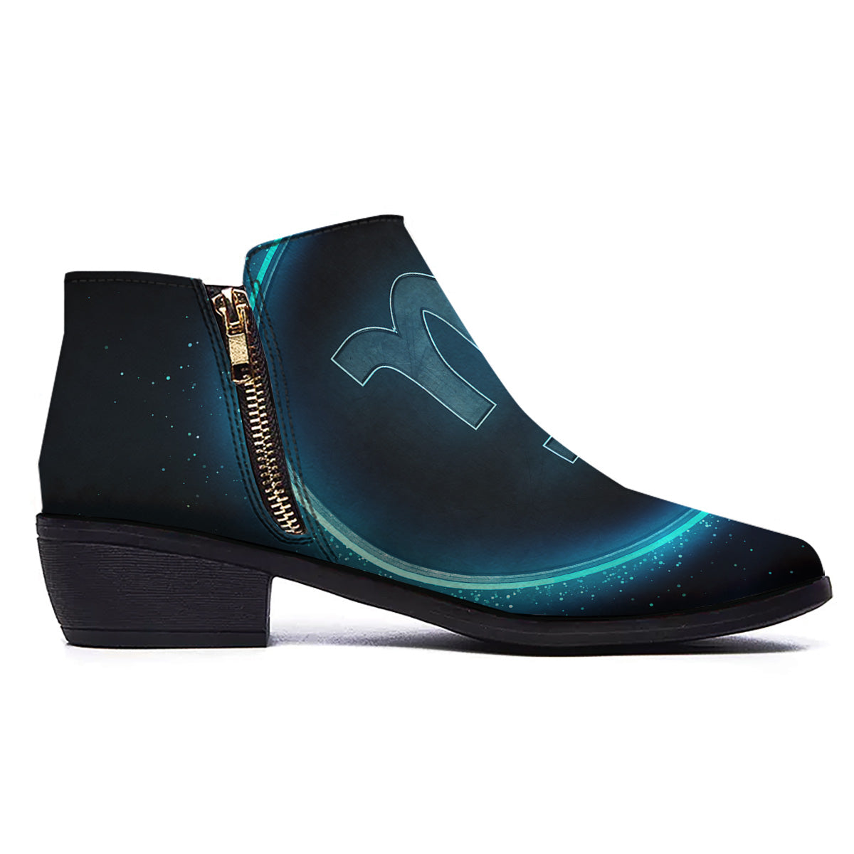 Zodiac Sign Blue Capricorn Print Ankle Boots-grizzshop
