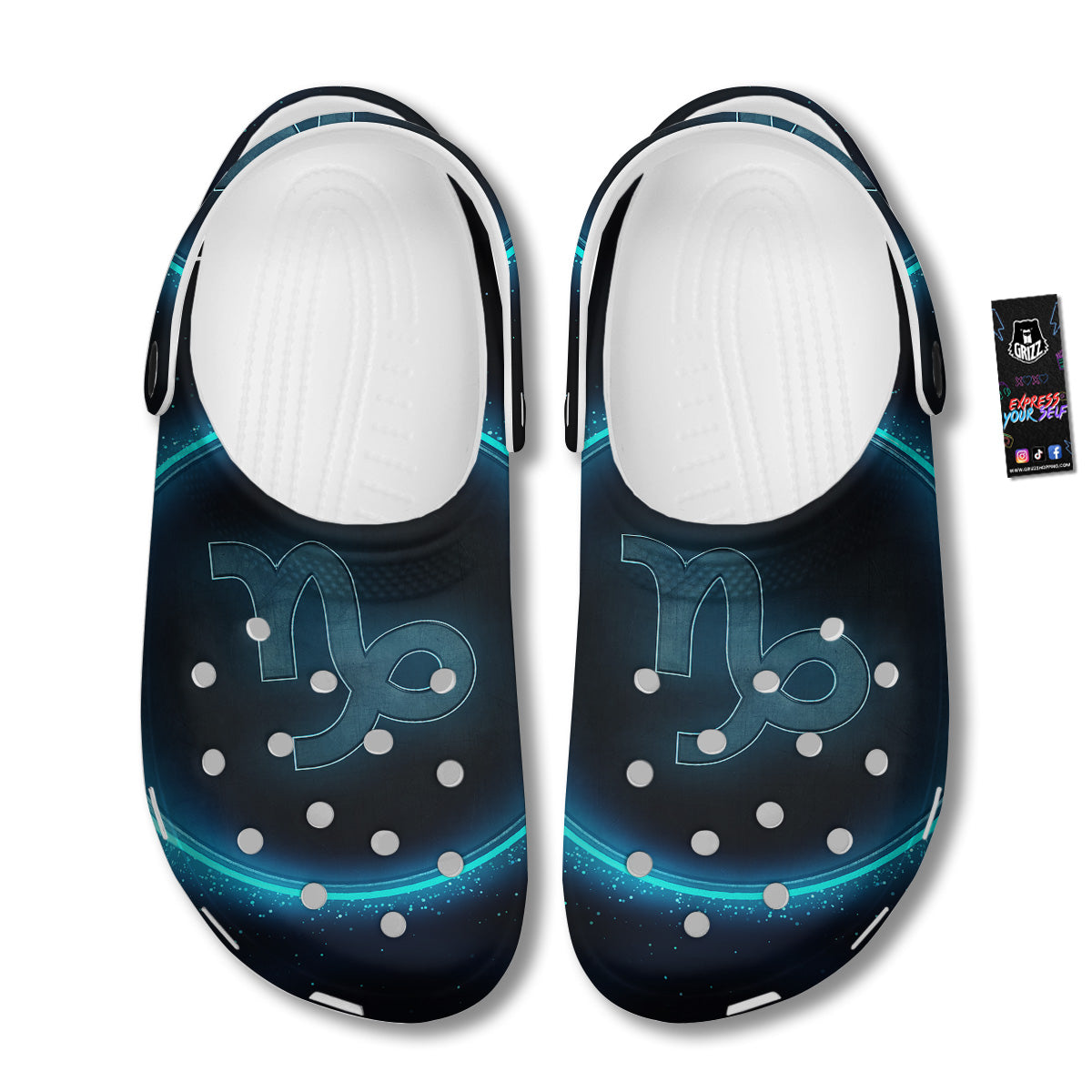 Zodiac Sign Blue Capricorn Print Clog-grizzshop