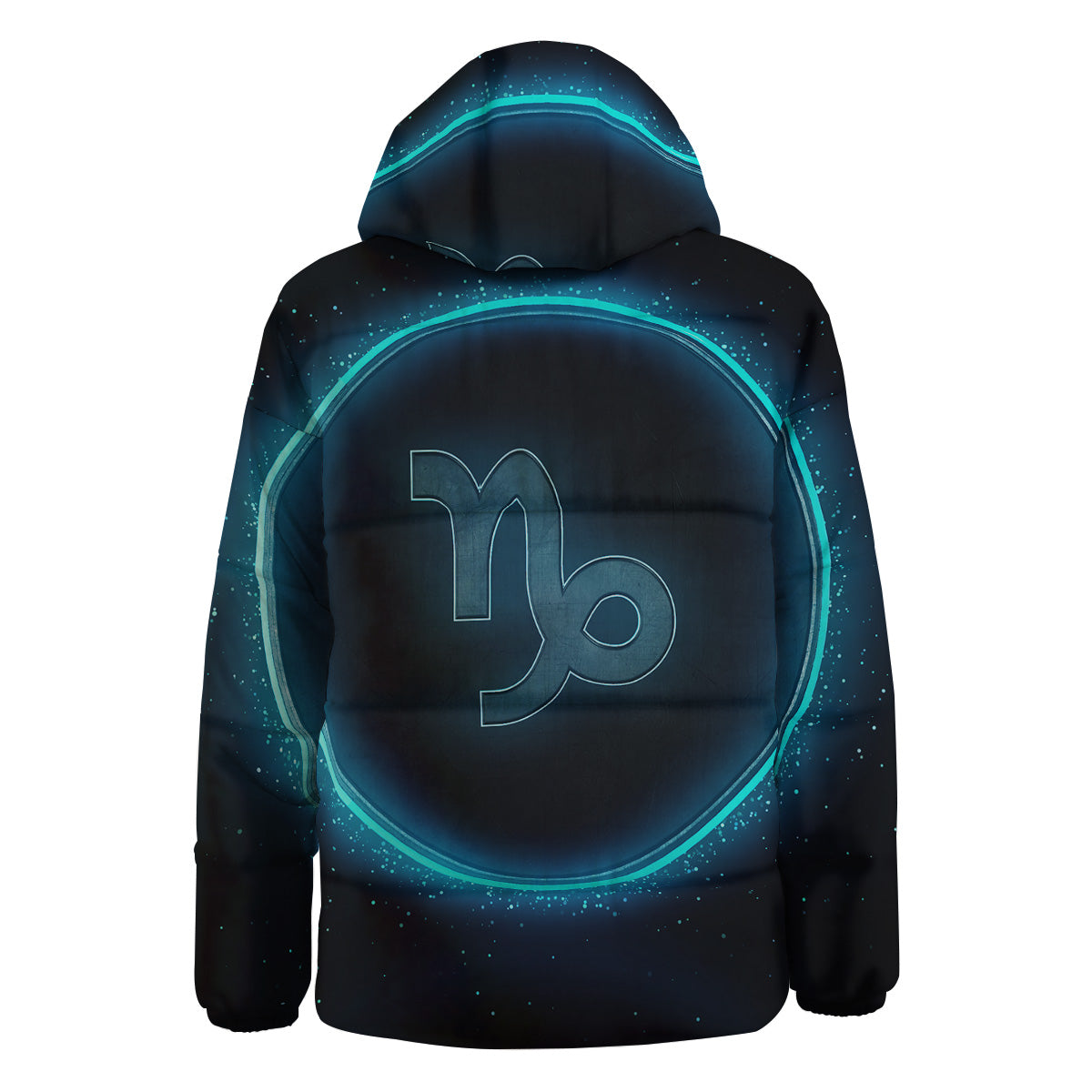 Zodiac Sign Blue Capricorn Print Down Jacket-grizzshop