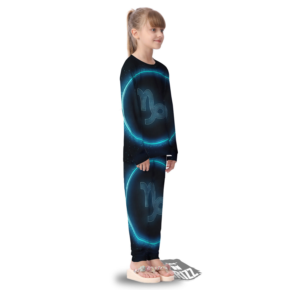 Zodiac Sign Blue Capricorn Print Kid's Pajamas-grizzshop