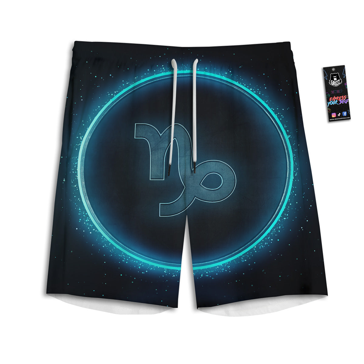 Zodiac Sign Blue Capricorn Print Men's Athletic Shorts