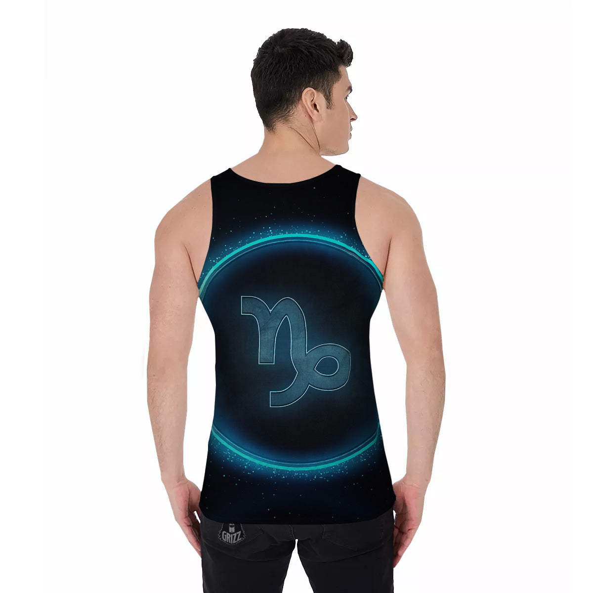 Zodiac Sign Blue Capricorn Print Men's Tank Top-grizzshop