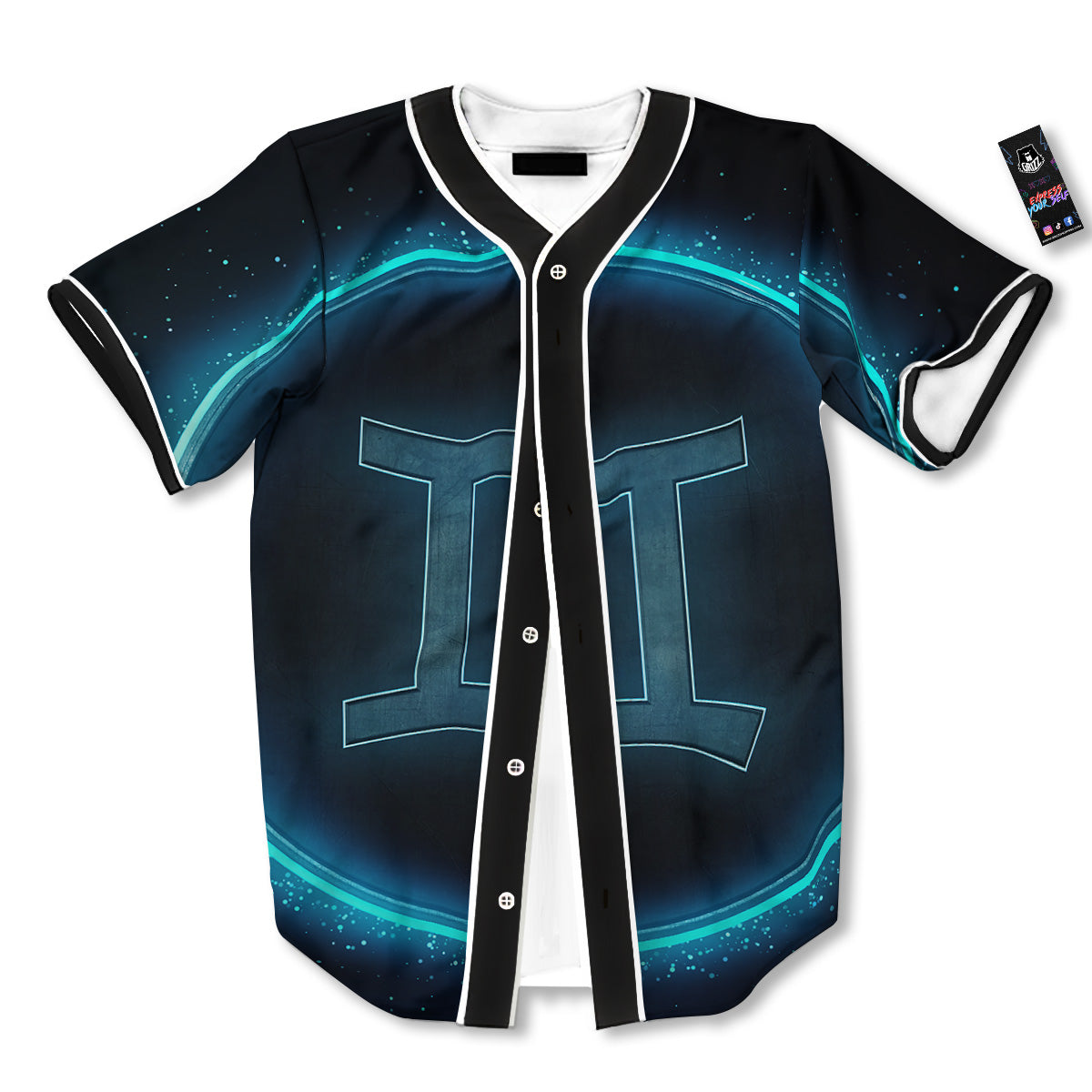Zodiac Sign Blue Gemini Print Baseball Jersey-grizzshop