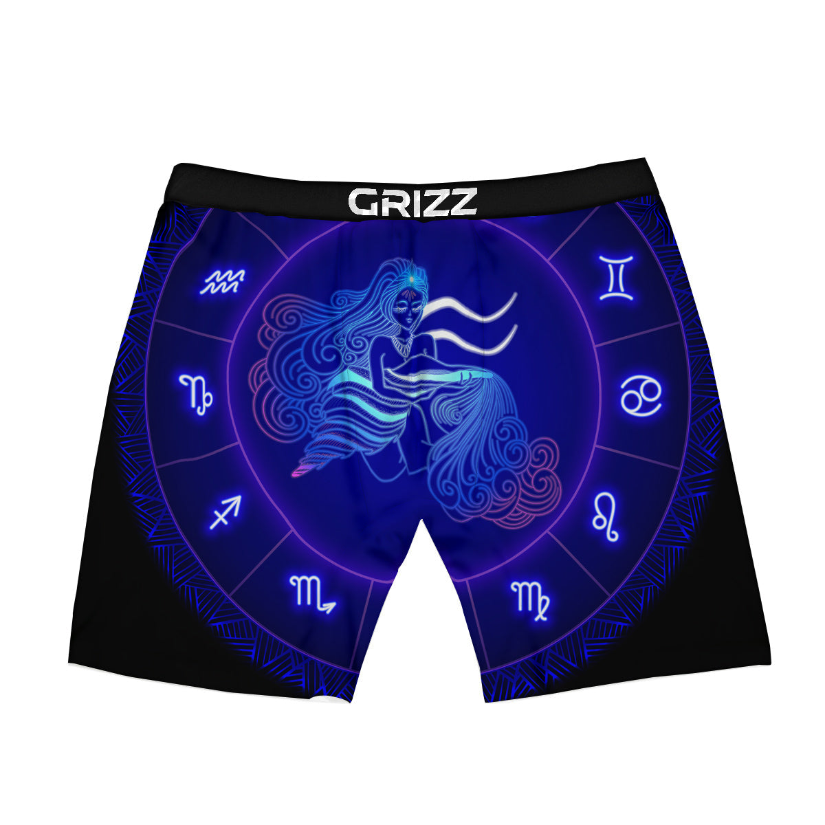 Zodiac Sign Blue Gemini Print Boxer Briefs-grizzshop