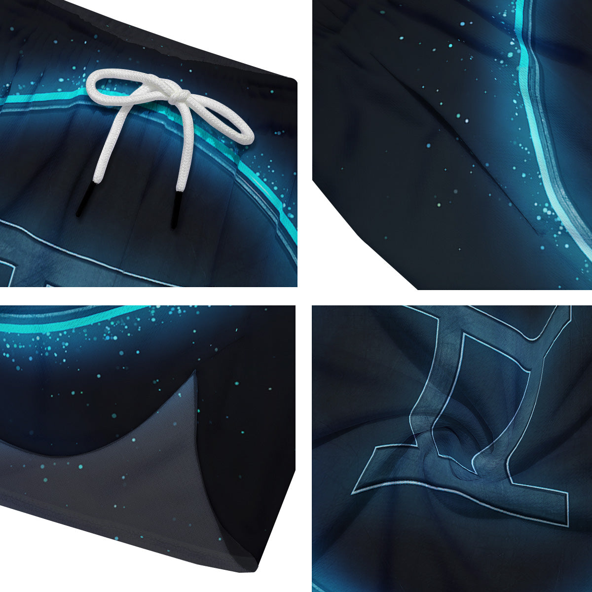 Zodiac Sign Blue Gemini Print Men's Running Shorts-grizzshop