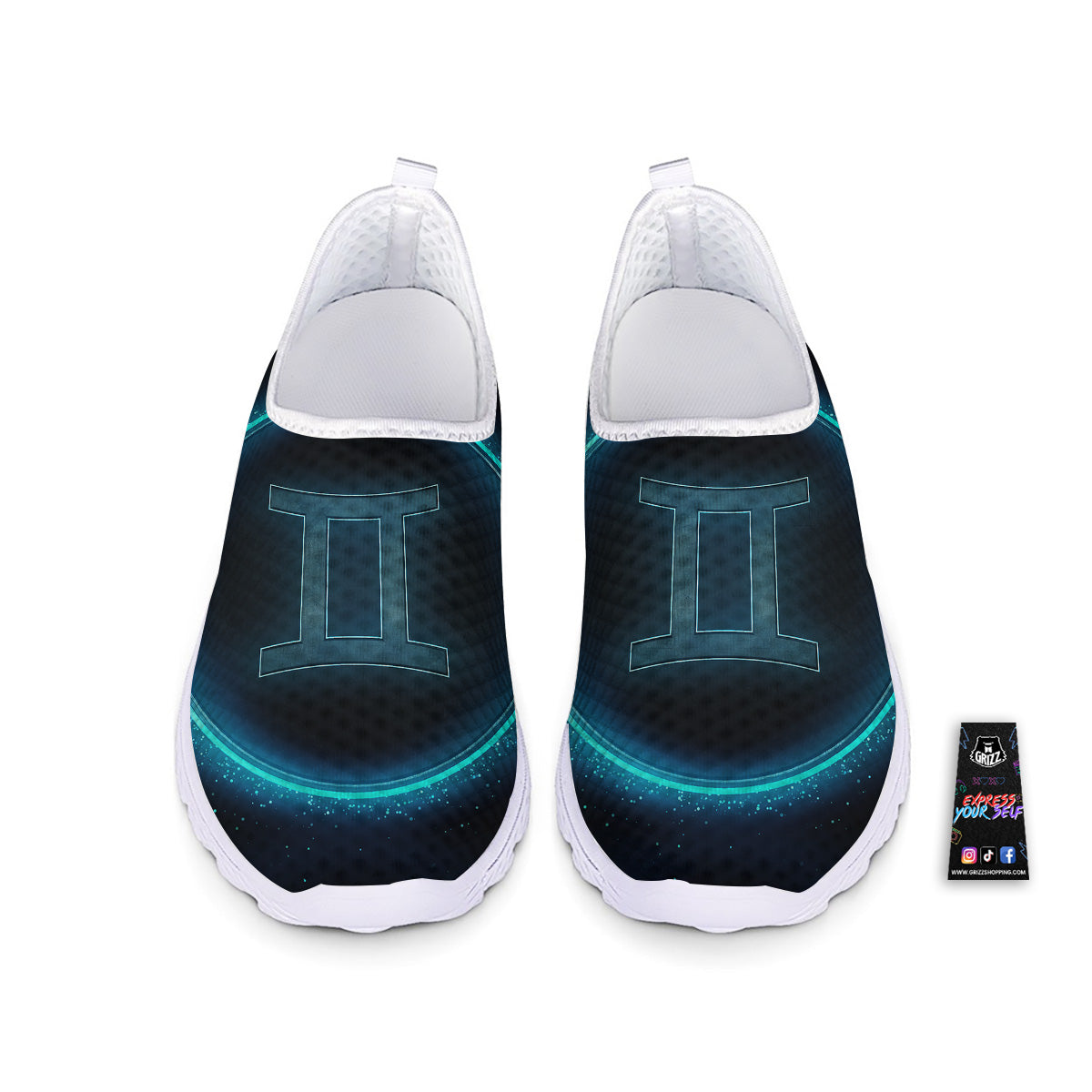 Zodiac Sign Blue Gemini Print Nurse Shoes-grizzshop