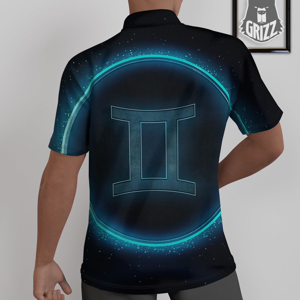 Zodiac Sign Blue Gemini Print Untucked Shirts-grizzshop