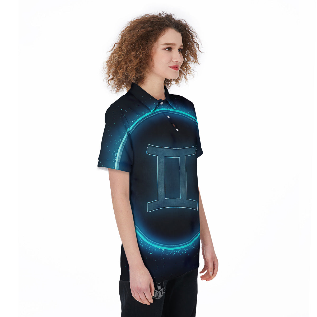 Zodiac Sign Blue Gemini Print Women's Golf Shirts-grizzshop
