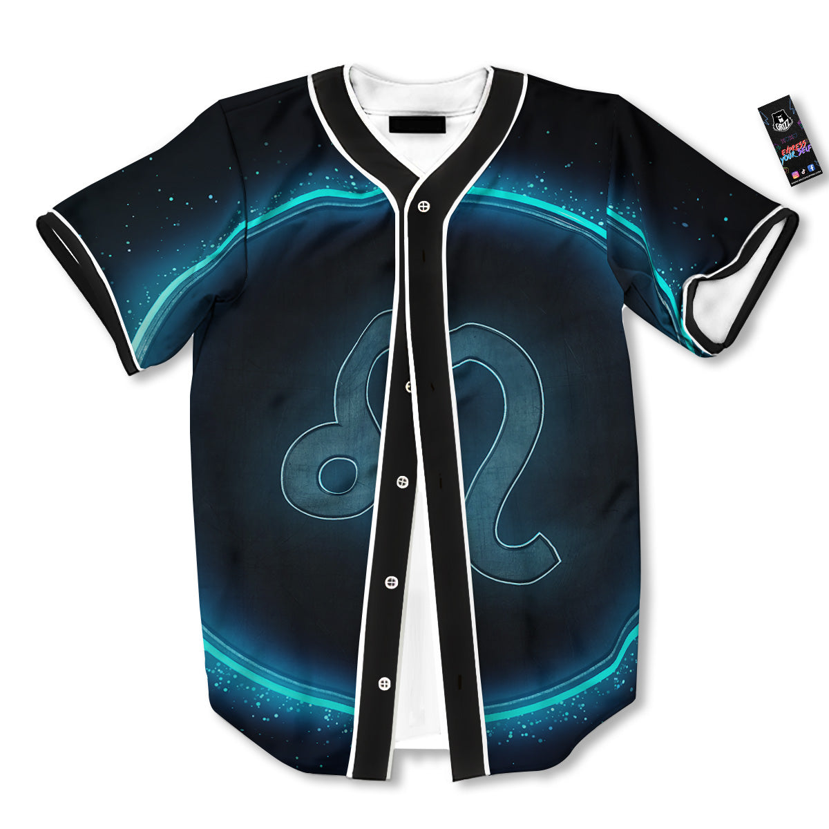 Zodiac Sign Blue Leo Print Baseball Jersey-grizzshop