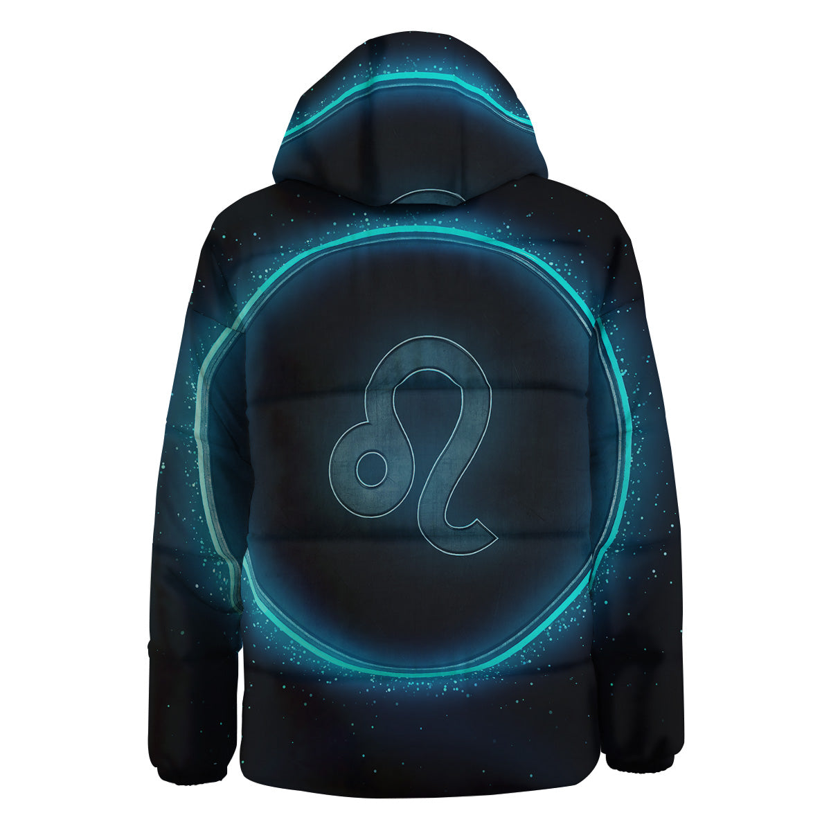 Zodiac Sign Blue Leo Print Down Jacket-grizzshop