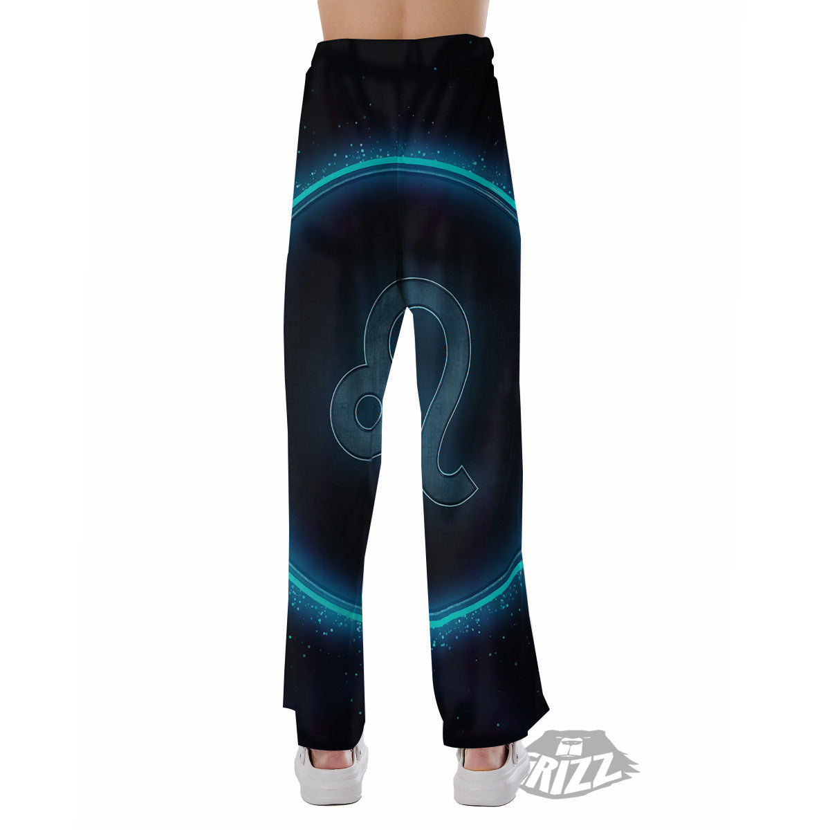 Zodiac Sign Blue Leo Print Pajama Pants-grizzshop