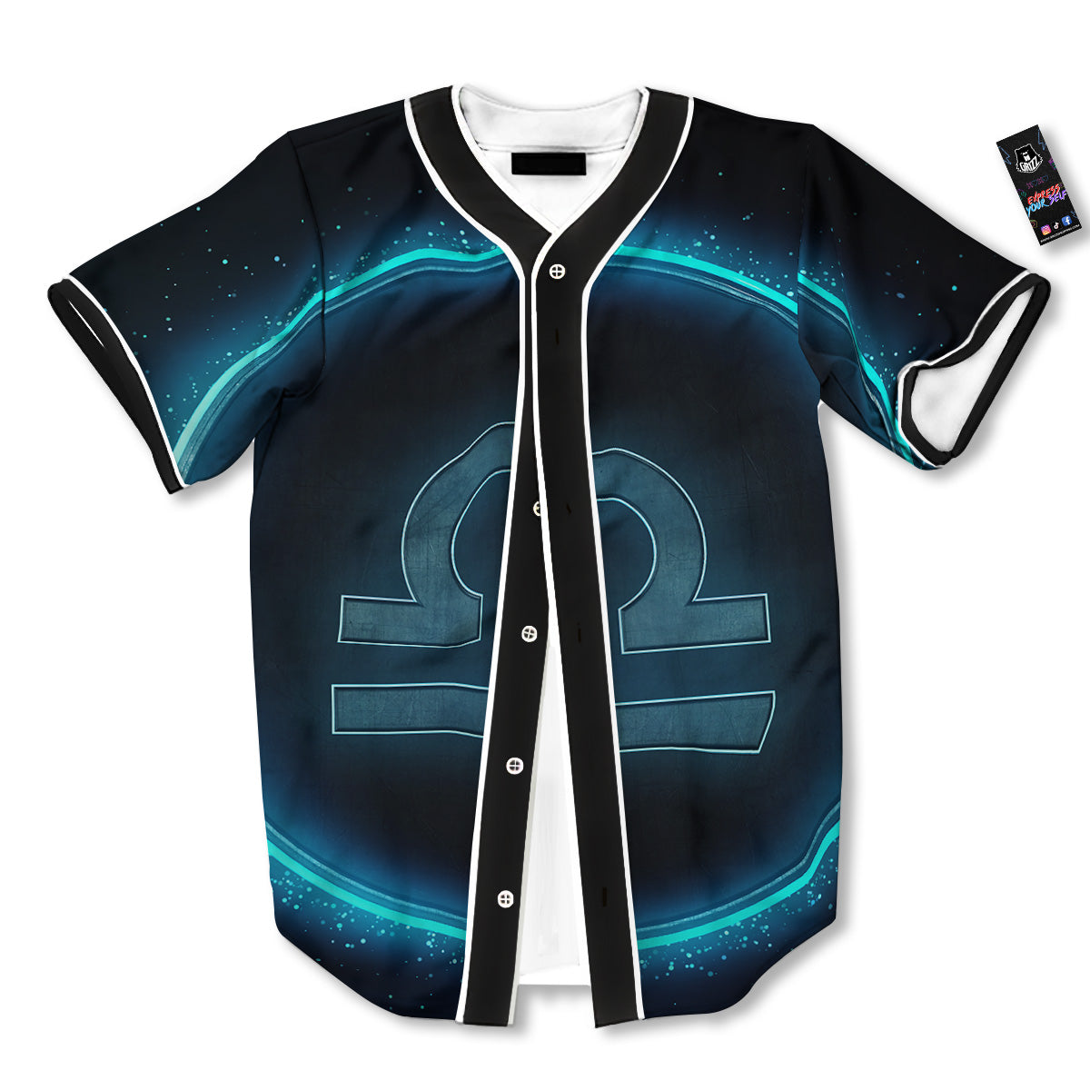 Zodiac Sign Blue Libra Print Baseball Jersey-grizzshop