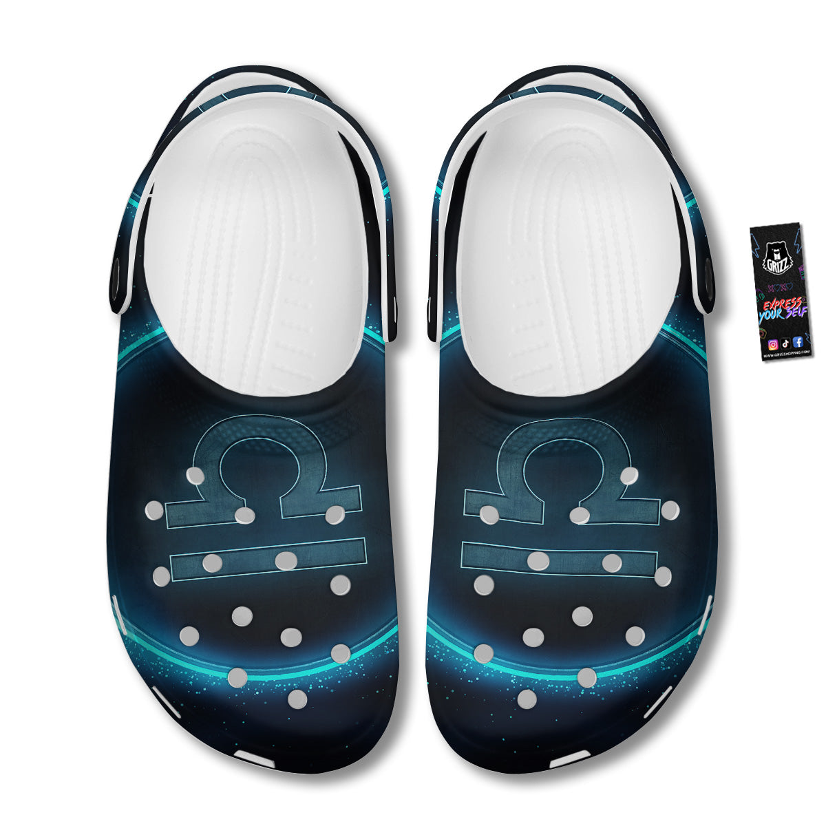 Zodiac Sign Blue Libra Print Clog-grizzshop