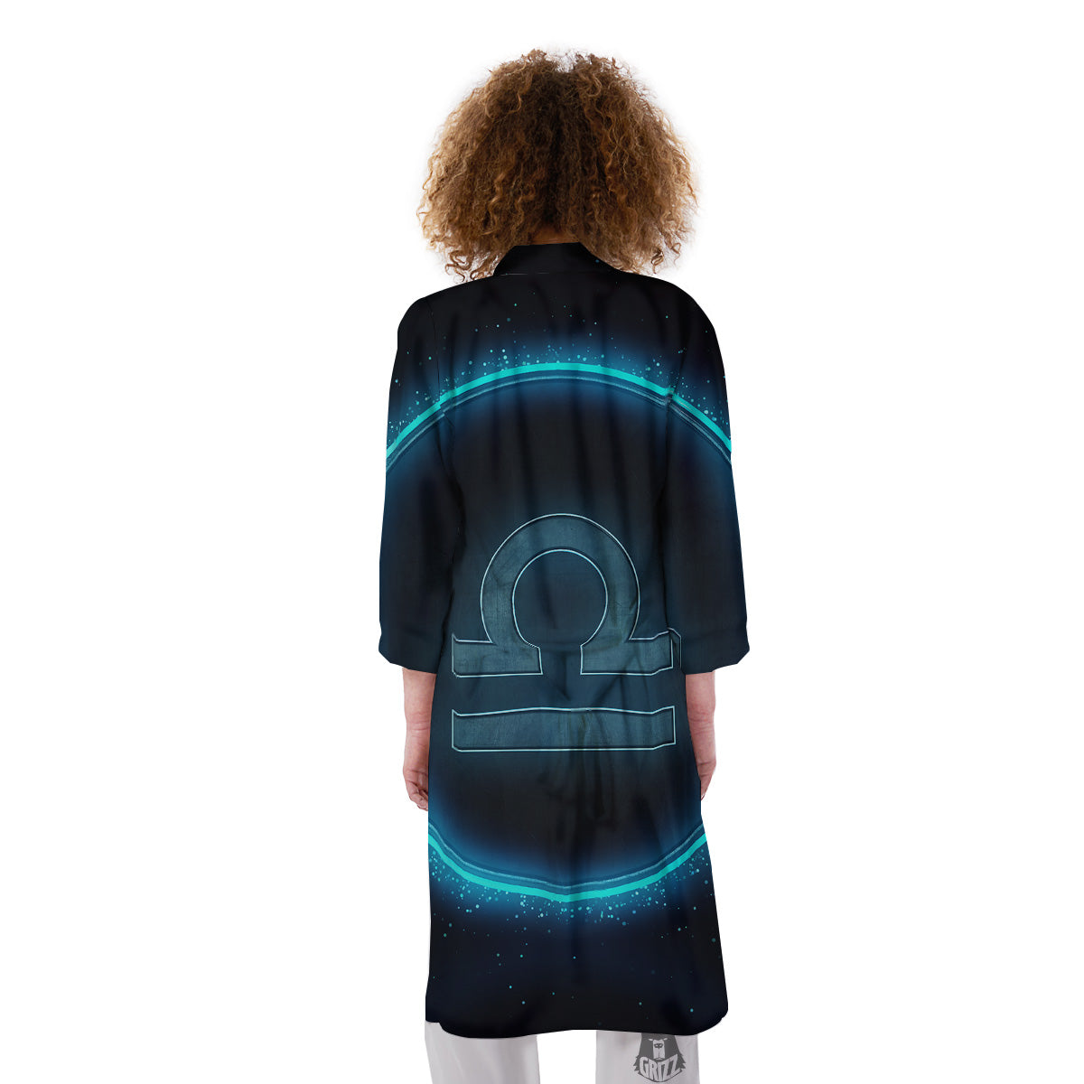 Zodiac Sign Blue Libra Print Kimono-grizzshop