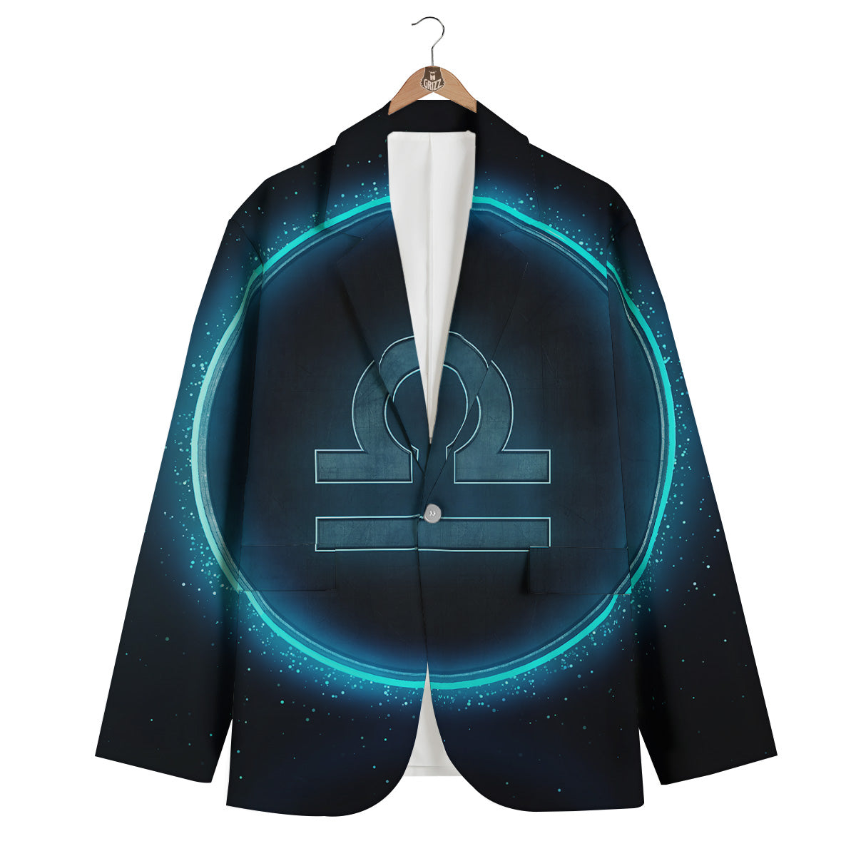 Zodiac Sign Blue Libra Print Men's Blazer-grizzshop