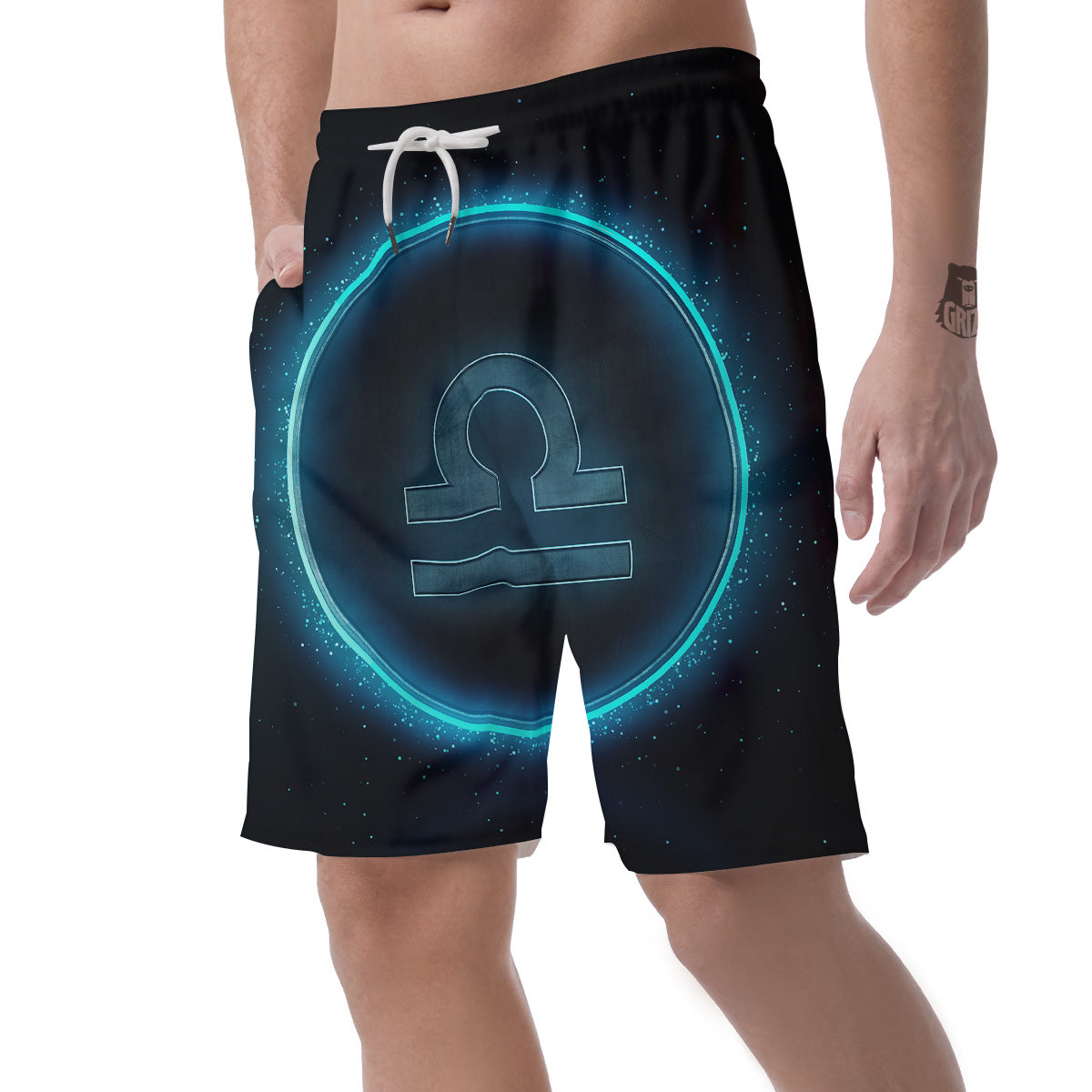 Zodiac Sign Blue Libra Print Men's Shorts-grizzshop