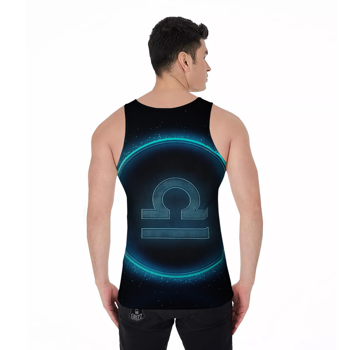 Zodiac Sign Blue Libra Print Men's Tank Top-grizzshop