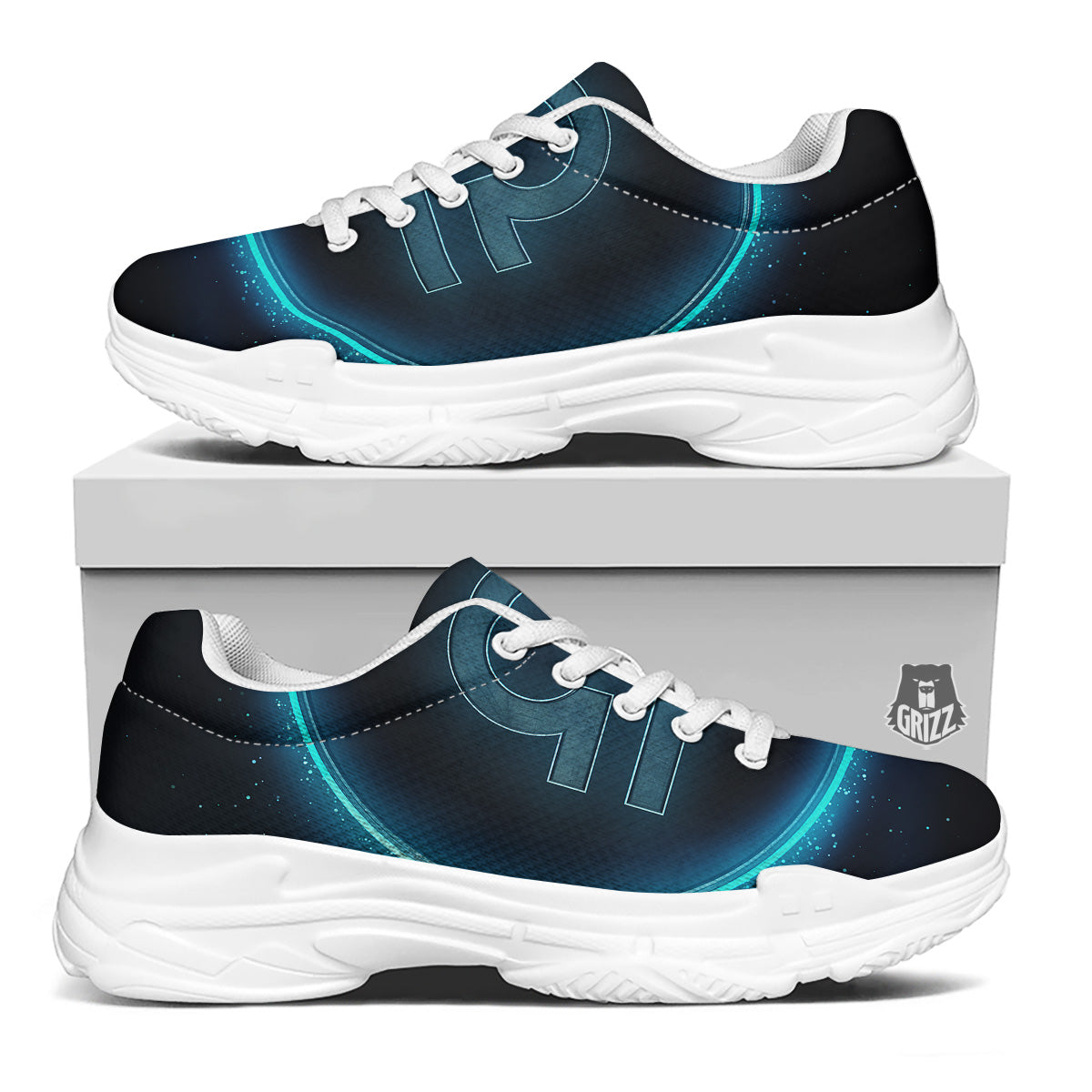Zodiac Sign Blue Libra Print White Chunky Shoes-grizzshop