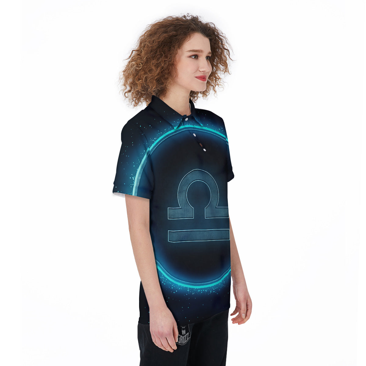 Zodiac Sign Blue Libra Print Women's Golf Shirts-grizzshop