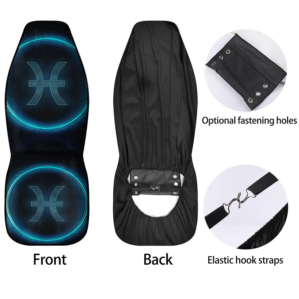 Zodiac Sign Blue Pisces Print Car Seat Covers-grizzshop