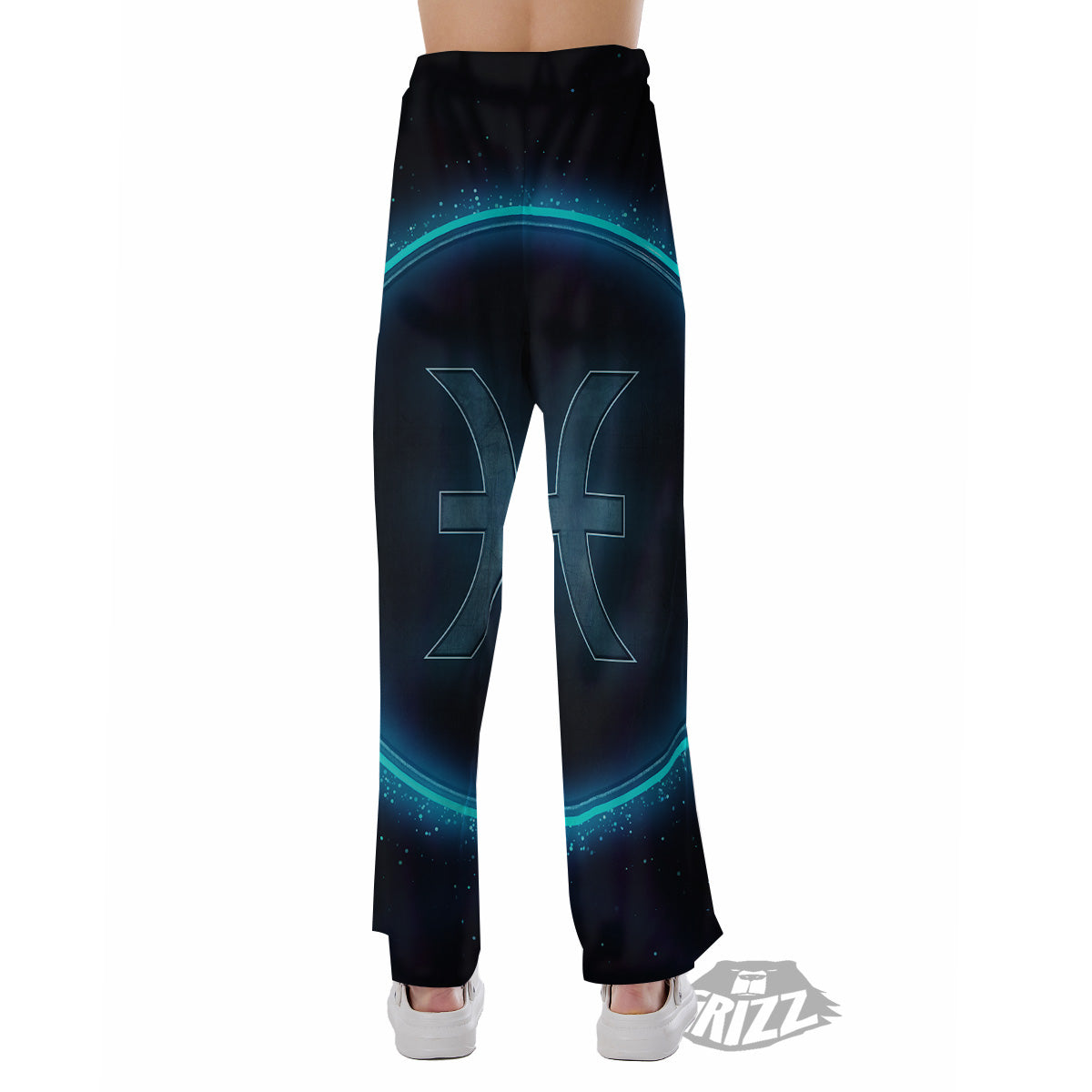 Zodiac Sign Blue Pisces Print Pajama Pants-grizzshop