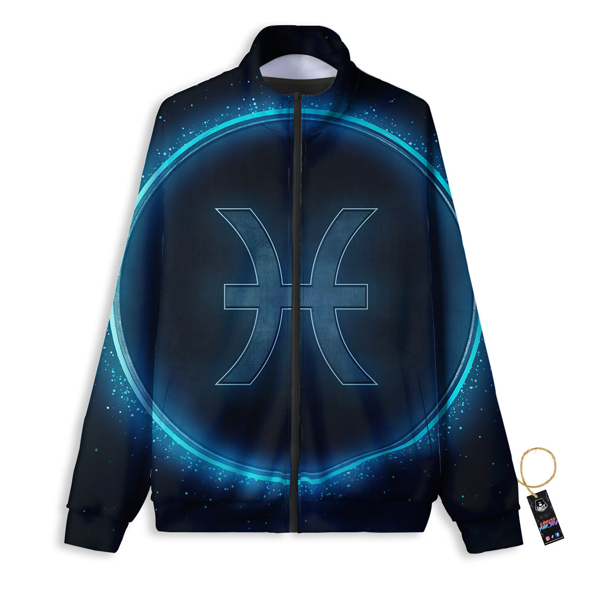 Zodiac Sign Blue Pisces Print Track Jacket-grizzshop