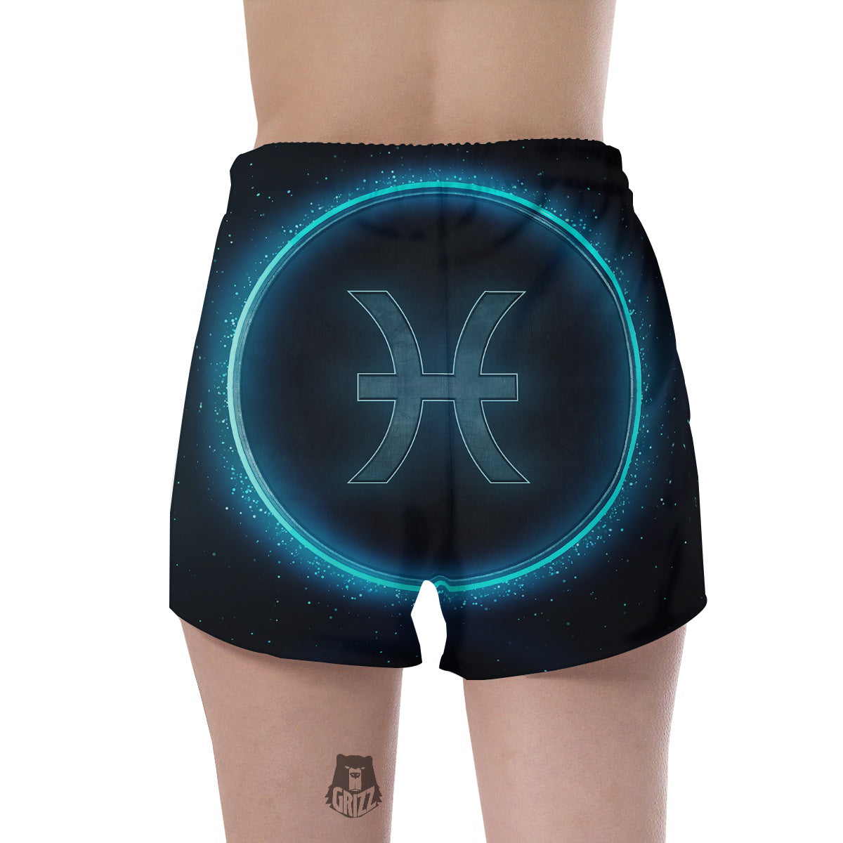 Zodiac Sign Blue Pisces Print Women's Shorts-grizzshop
