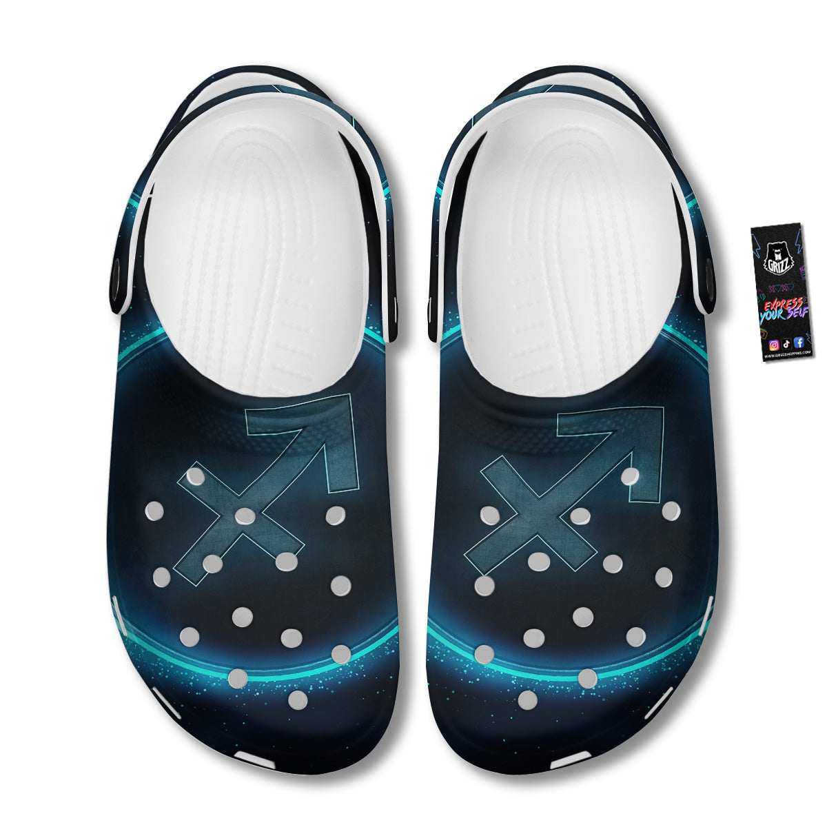 Zodiac Sign Blue Sagittarius Print Clog-grizzshop