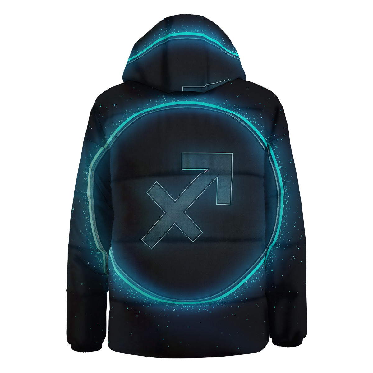Zodiac Sign Blue Sagittarius Print Down Jacket-grizzshop