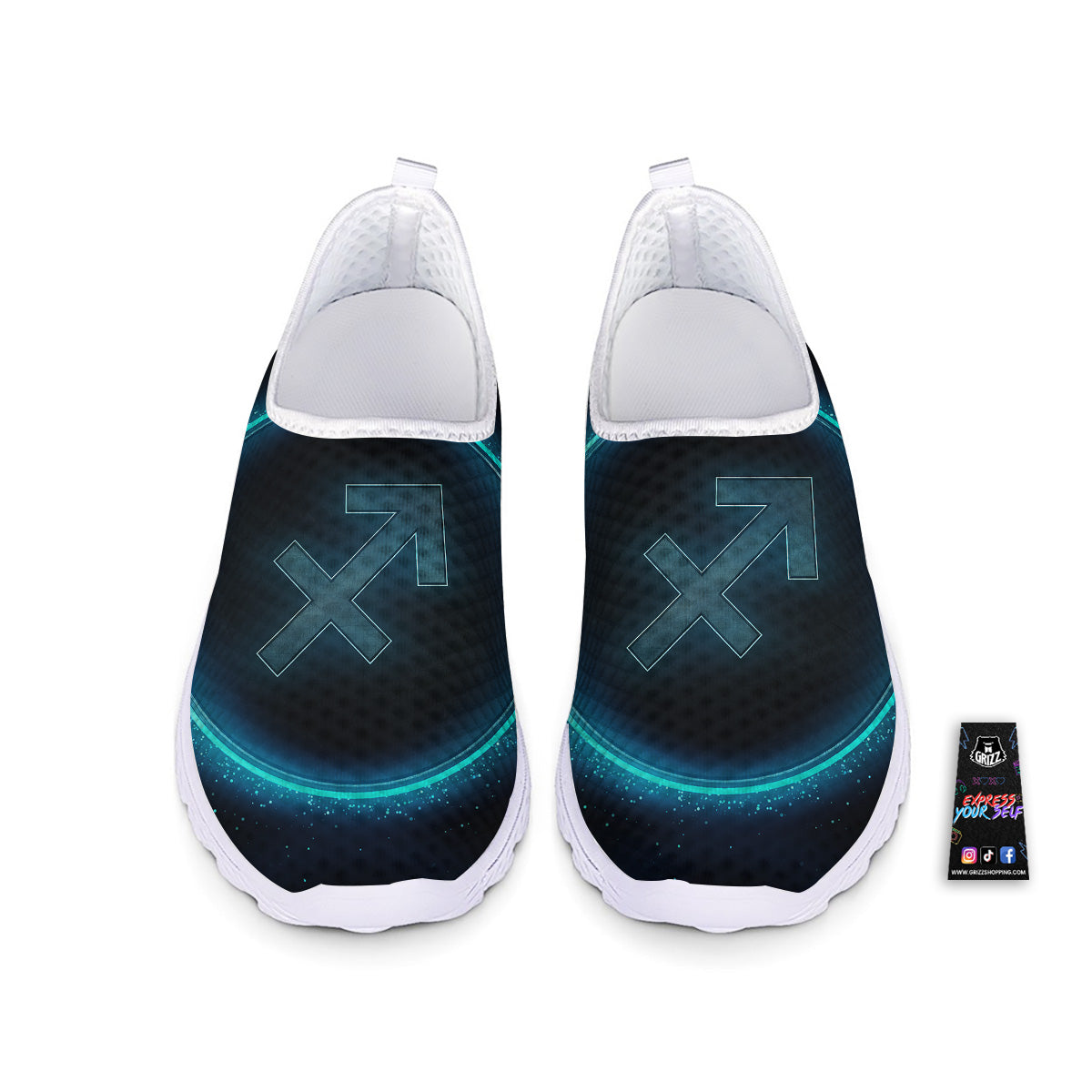 Zodiac Sign Blue Sagittarius Print Nurse Shoes-grizzshop