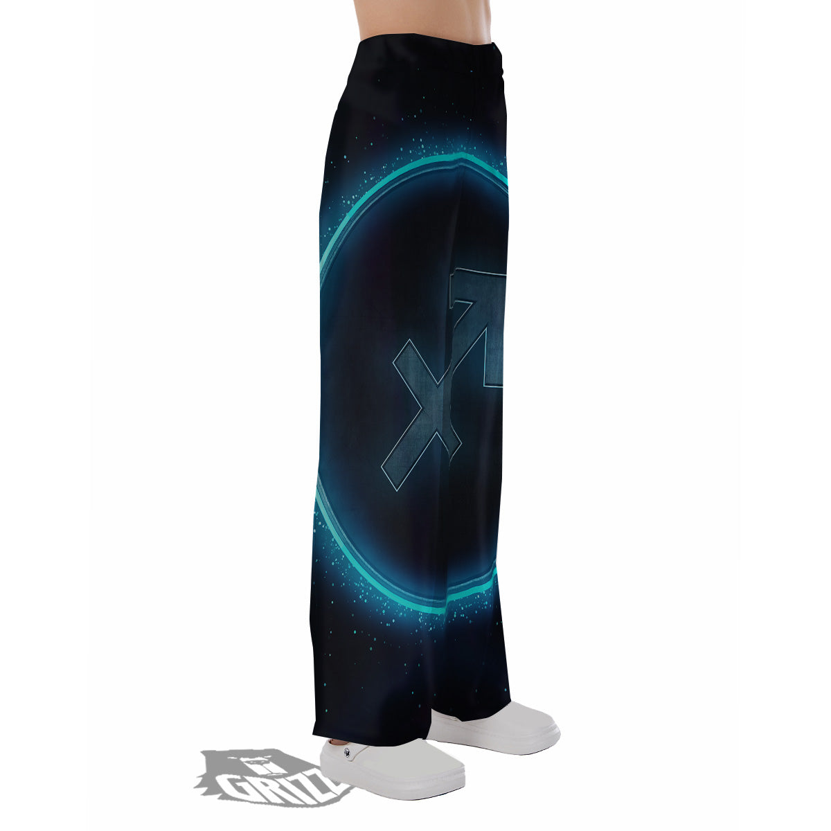 Zodiac Sign Blue Sagittarius Print Pajama Pants-grizzshop