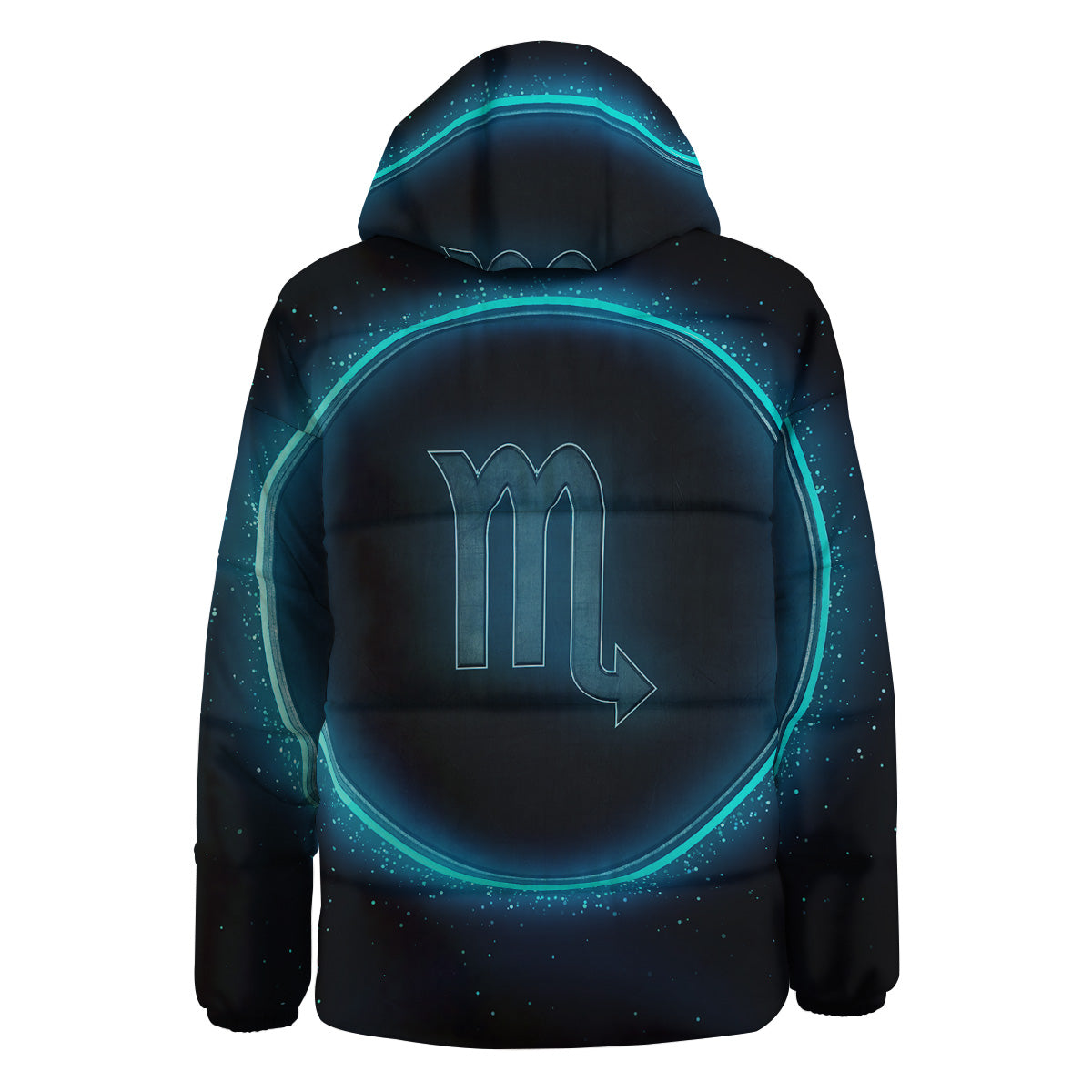 Zodiac Sign Blue Scorpio Print Down Jacket-grizzshop