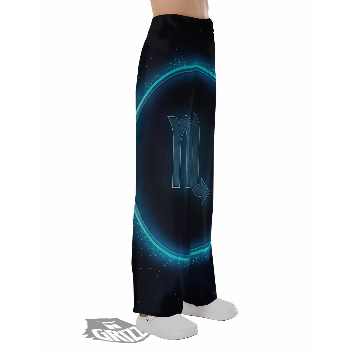 Zodiac Sign Blue Scorpio Print Pajama Pants-grizzshop