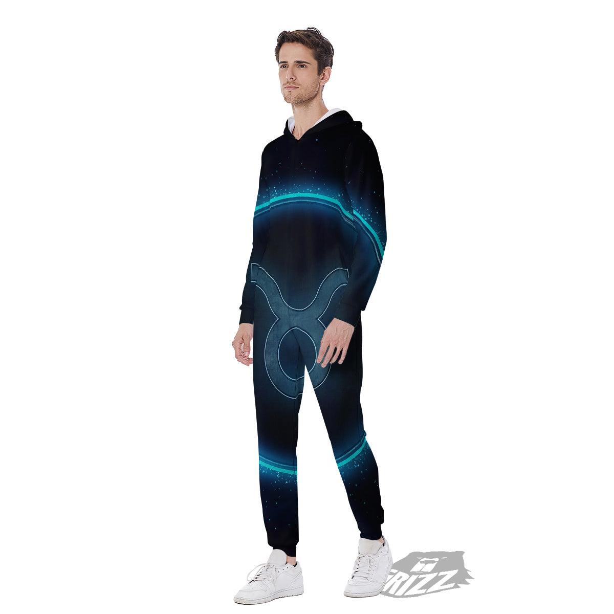 Zodiac Sign Blue Taurus Print Men's Jumpsuit-grizzshop