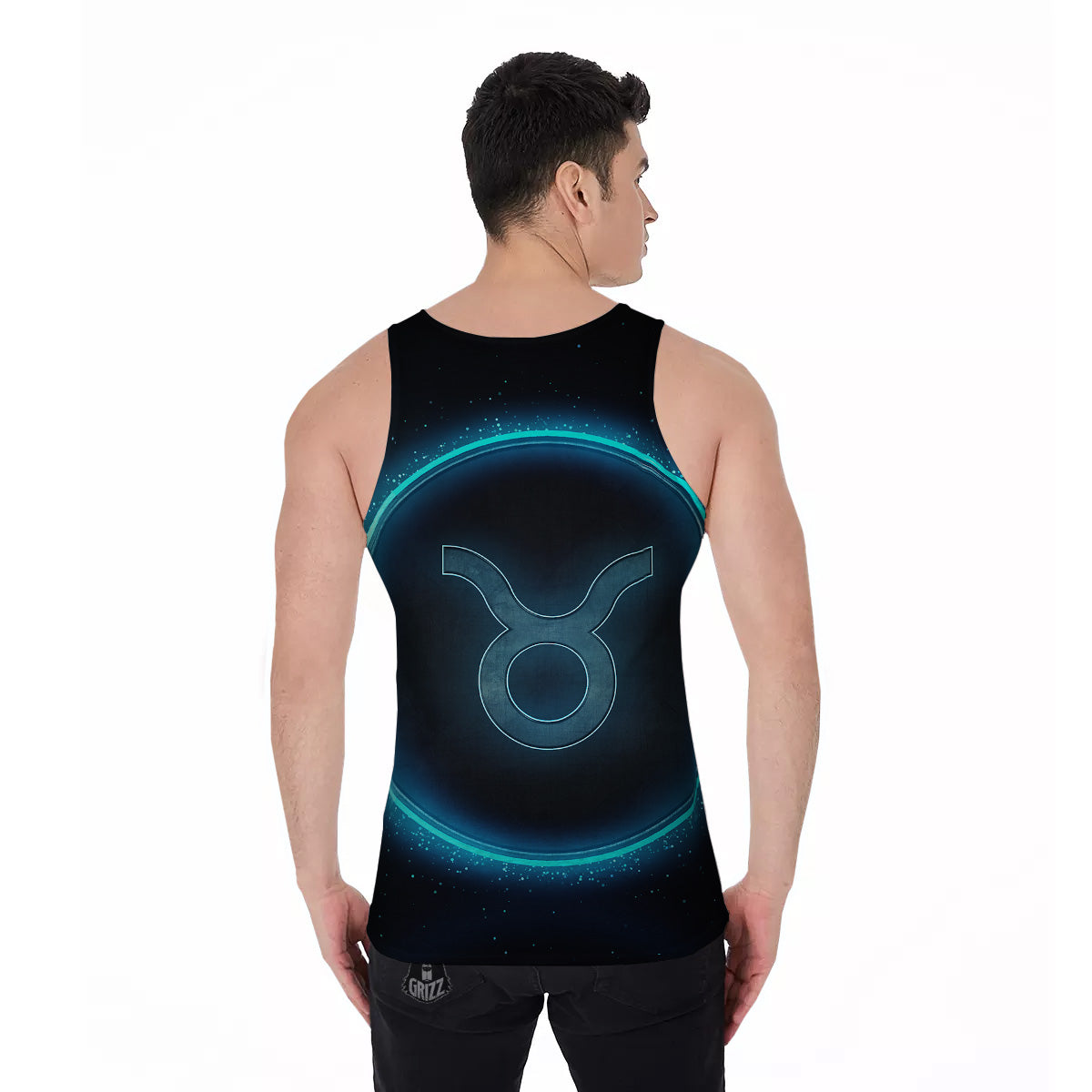 Zodiac Sign Blue Taurus Print Men's Tank Top-grizzshop
