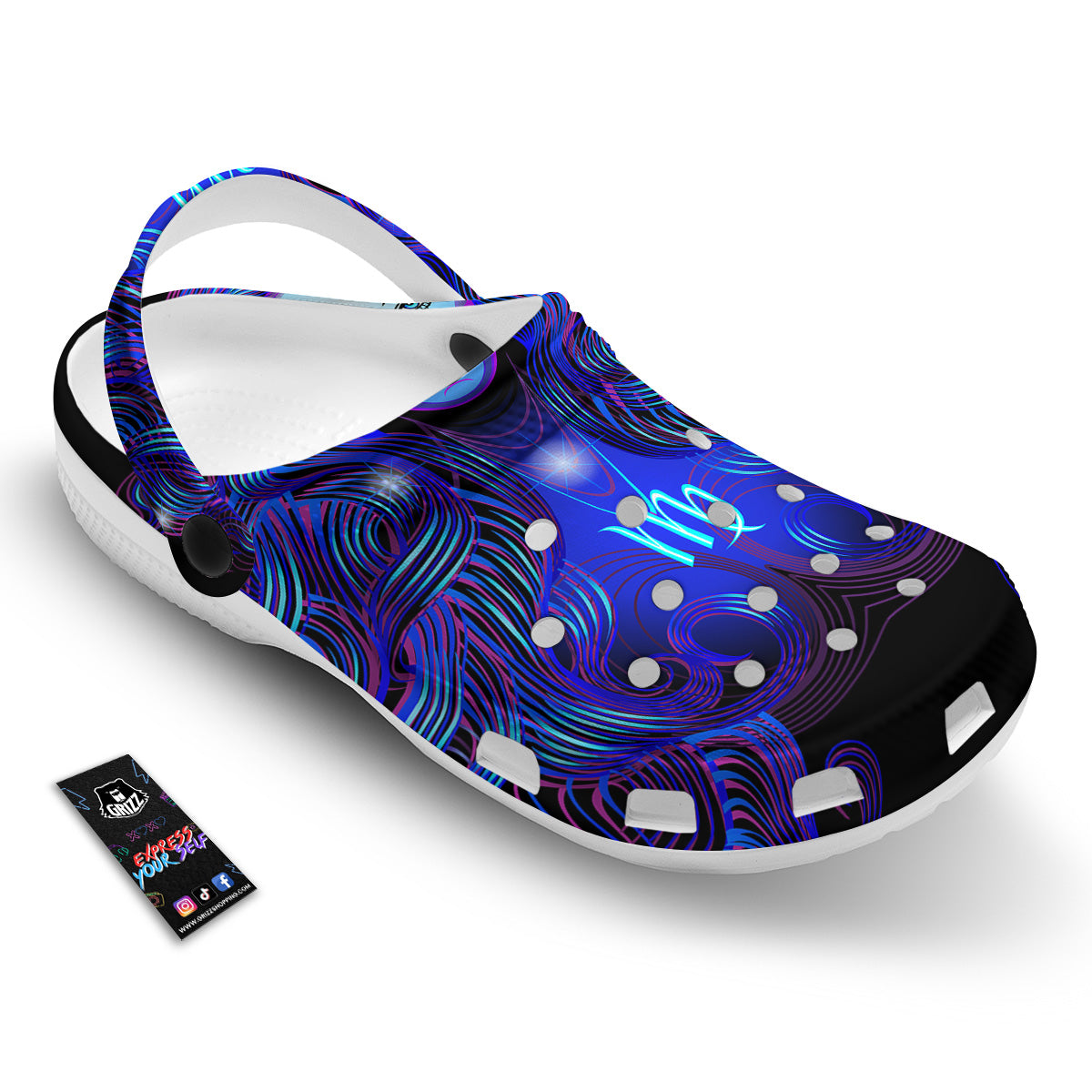 Zodiac Sign Blue Virgo Print Clog-grizzshop