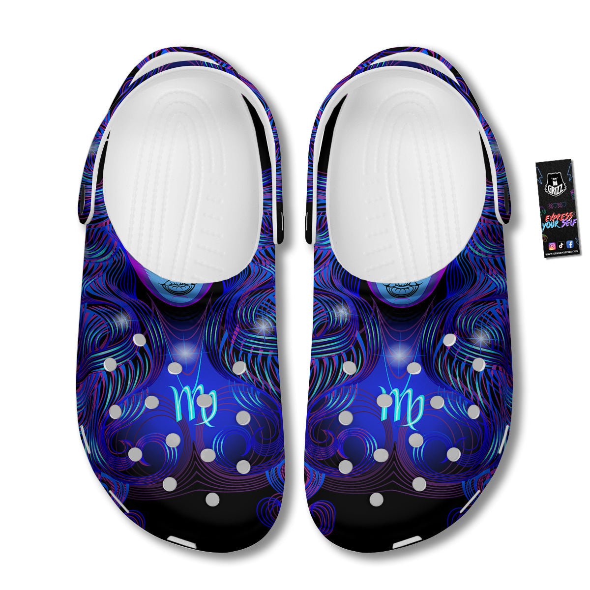 Zodiac Sign Blue Virgo Print Clog-grizzshop