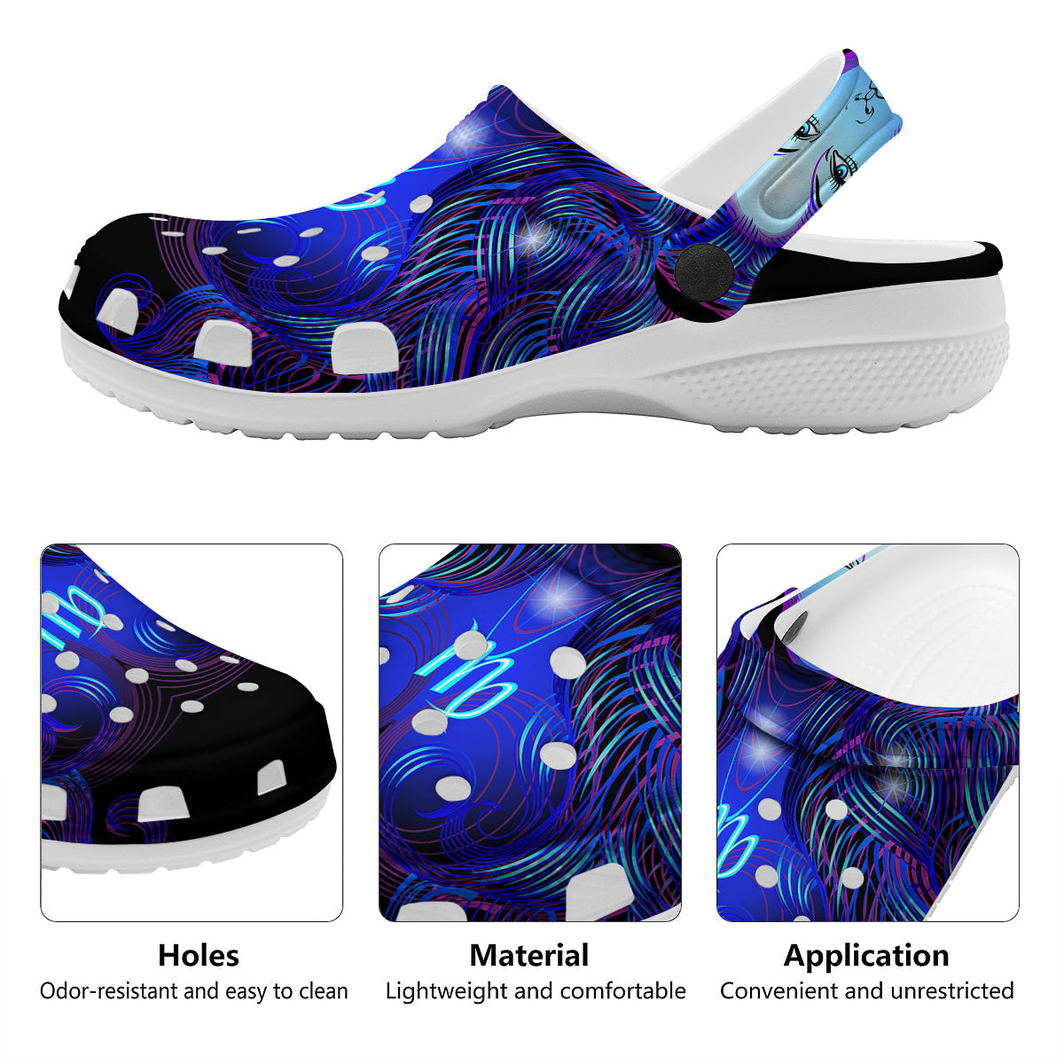 Zodiac Sign Blue Virgo Print Clog-grizzshop