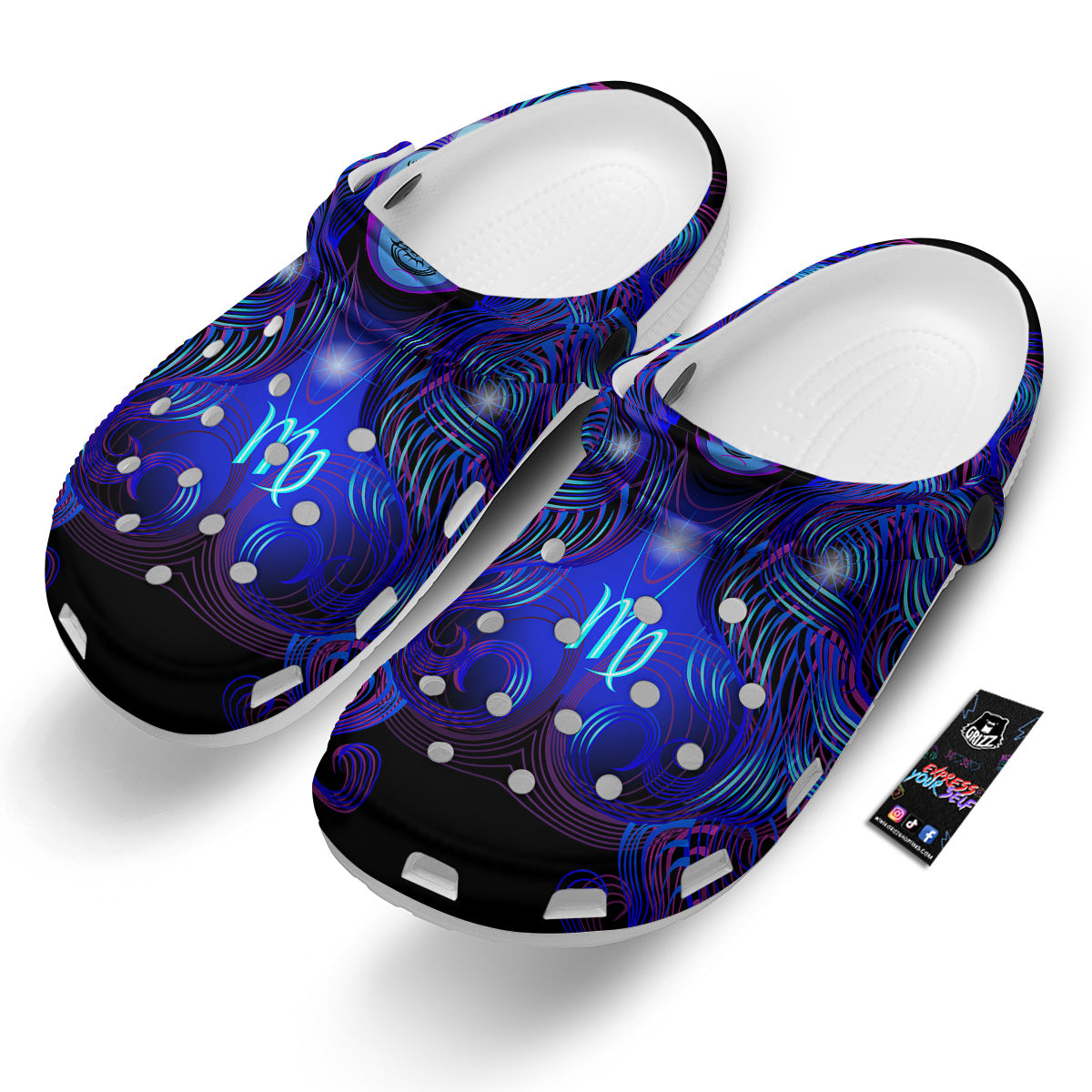 Zodiac Sign Blue Virgo Print Clog-grizzshop