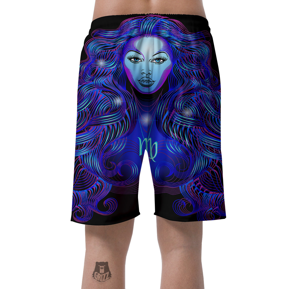 Zodiac Sign Blue Virgo Print Men's Shorts-grizzshop
