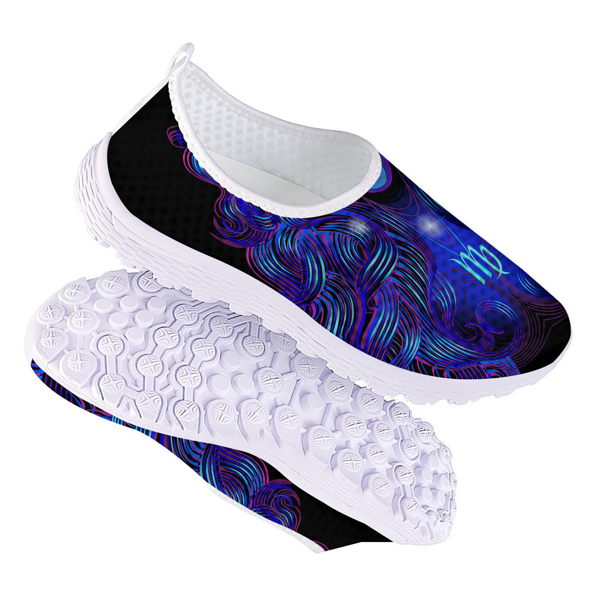 Zodiac Sign Blue Virgo Print Nurse Shoes-grizzshop