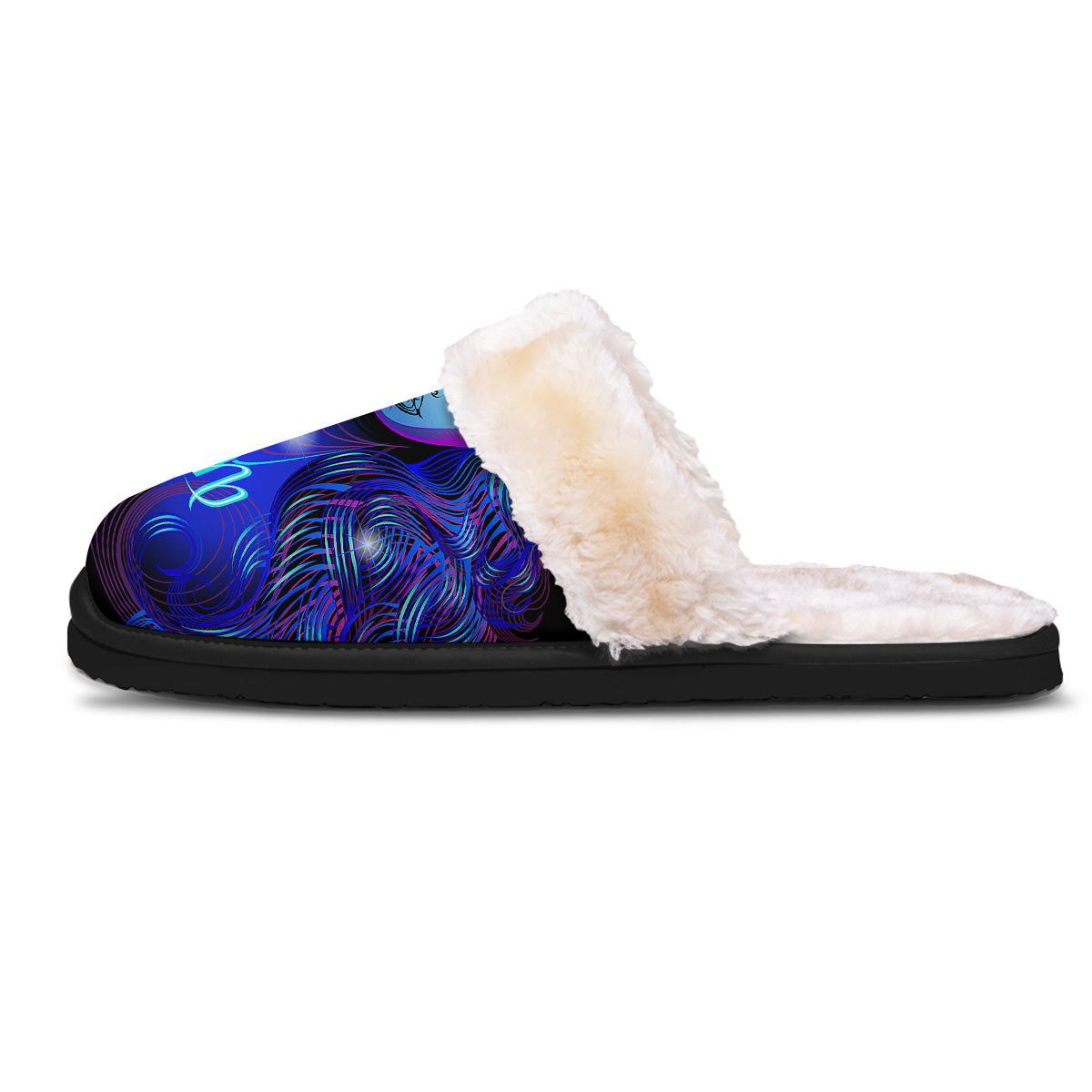 Zodiac Sign Blue Virgo Print Slippers-grizzshop
