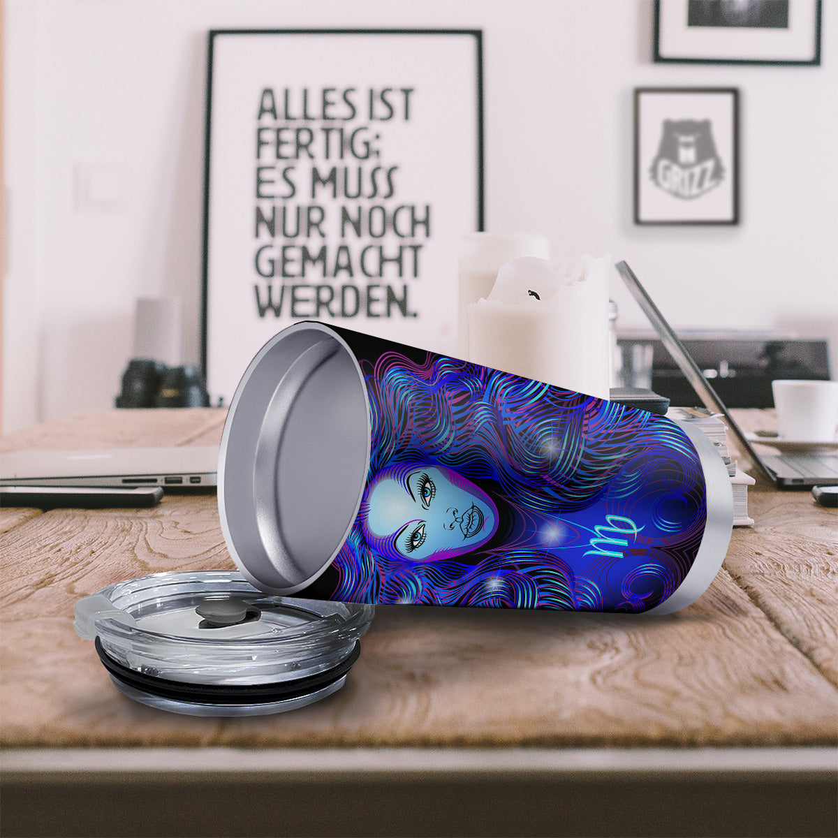 Zodiac Sign Blue Virgo Print Tumbler-grizzshop