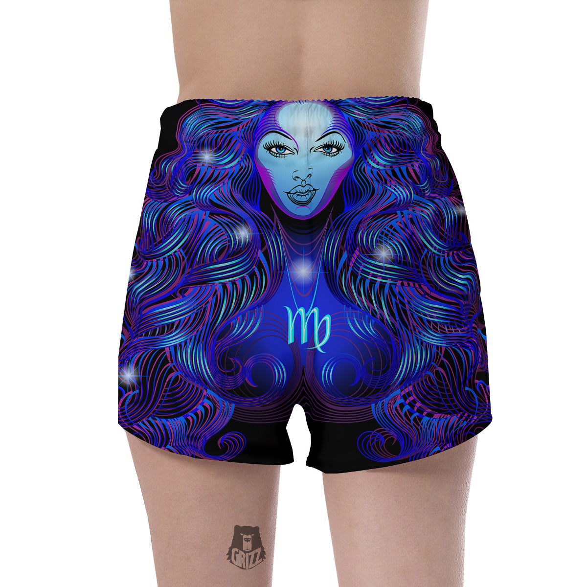 Zodiac Sign Blue Virgo Print Women's Shorts-grizzshop