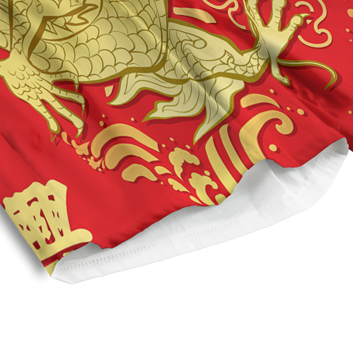 Zodiac Sign Chinese Dragon Print Men's Athletic Shorts
