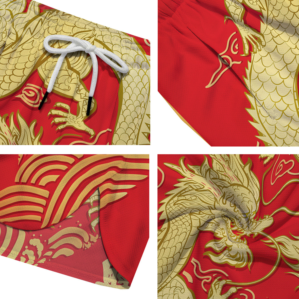 Zodiac Sign Chinese Dragon Print Men's Running Shorts-grizzshop