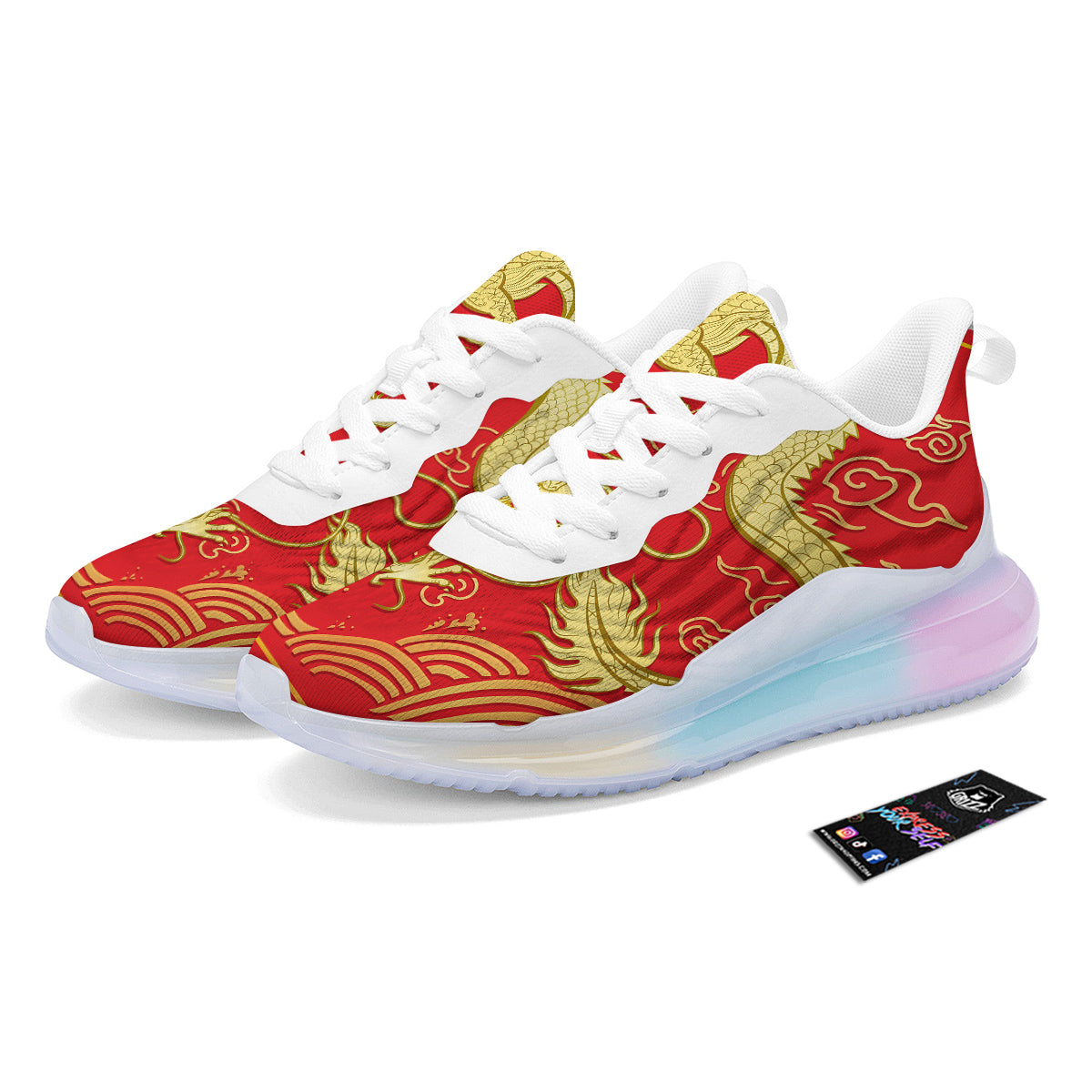 Zodiac Sign Chinese Dragon Print Running Sneakers-grizzshop