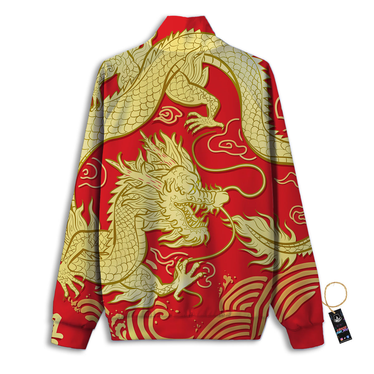 Zodiac Sign Chinese Dragon Print Track Jacket-grizzshop
